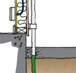 Cross-section of telecommunication lead-in installation