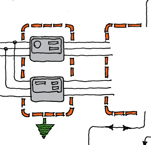 Schematic of an alternative grid-tied system with grid credit meter but without generator back-up